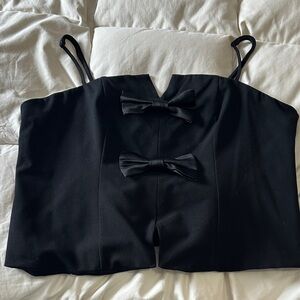 Elegant Black Bow Detail Women's Top